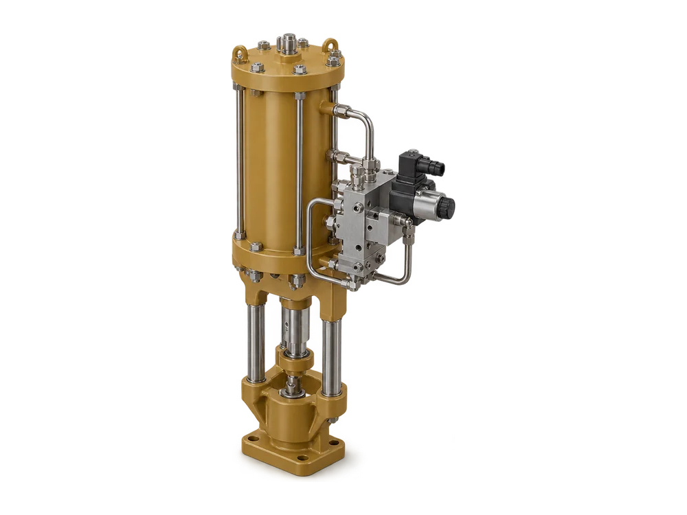 Hydraulic linear actuator with manifold block and servo valve